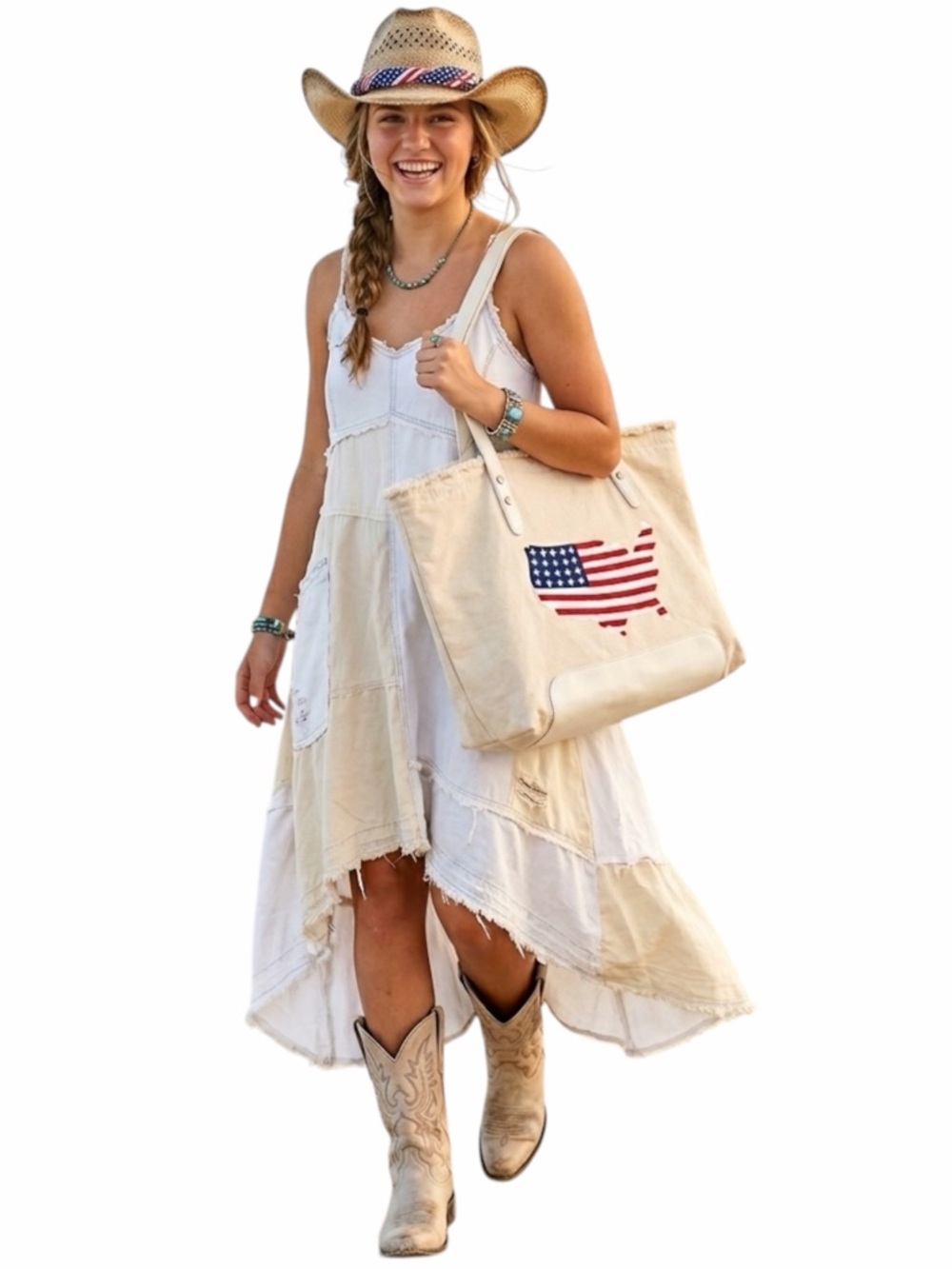 Most Wanted patriotic Americans canvas tote bag cream USA flag America NWT - Picture 1 of 12